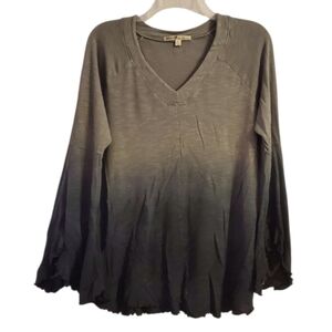 Seven7 Women's Dip Dye Bell Sleeve Boho Top L